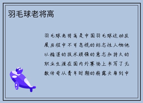 羽毛球老将高